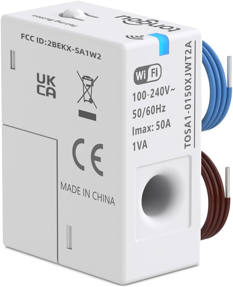 tongou محول تيار ذكي من نوع نافذة WiFi، 1-50A 100-240VAC، ملحق طاقة ذكي للمنزل، مع مراقبة الطاقة في Tuya/Smart Life، تصدير/بيانات الطاقة الواضحة، وظيفة إنذار، معتمد من FCC، 1 قطعة - Image 1